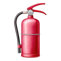 Obraz premium Vibrant watercolour cartoon clipart of fire extinguisher on white background for safety design