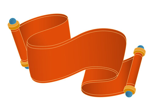 Red scroll reel with golden side stripe