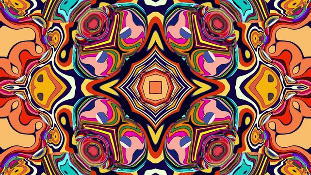 Colorful abstract symmetrical psychedelic pattern with vibrant shapes