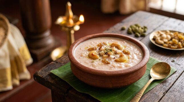 Kerala Palada Payasam Creamy Rice Dessert Authentic South Indian Sweet, authentic Indian food concept for restaurant menus, regional cuisine branding and appetizing culinary advertising with rich