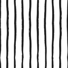 Fototapeta premium Abstract Hand-Drawn Lined Black and White Seamless Stripe Pattern Background
