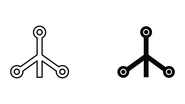 Black and white line icons of three connected circles with lines