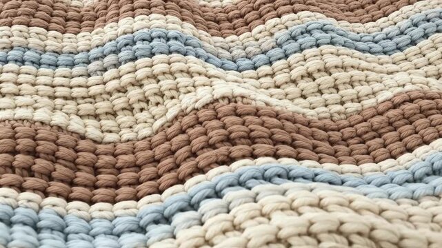 Abstract knitted fabric texture with wavy pattern and neutral color palette