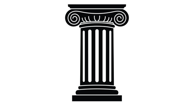 Black and white illustration of a classical ionic order column with ornate details