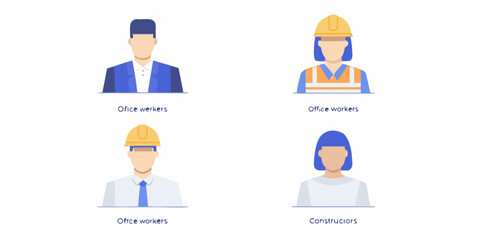 Fototapeta premium vector illustrations of workers in various professions on white background