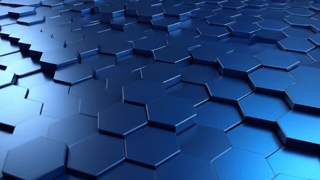 Abstract blue geometric background with hexagonal shapes and modern design