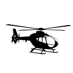 Fototapeta premium Black helicopter silhouette on white background