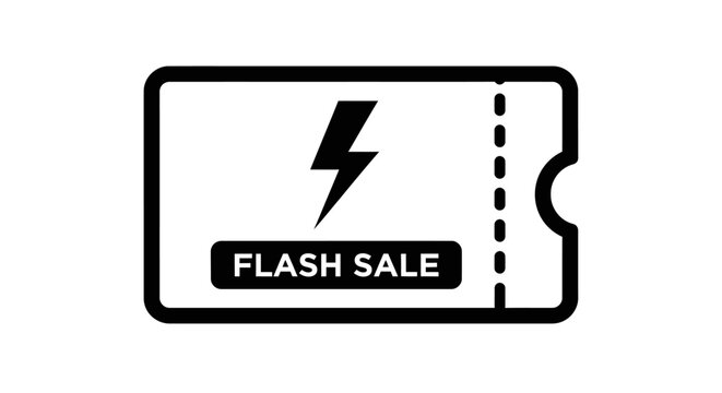 Flash Sale Ticket Icon with Lightning Bolt - Special Offer Promotion