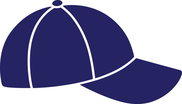 Navy blue baseball cap with white lines and button on top