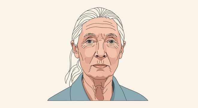 Elderly Woman Portrait Illustration.