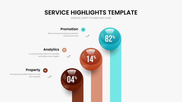 Elegant Proposal Frame Design Vector Illustration. Service Introduction Three Element Chart Presentation Layout. Educational Planning 3 Option Graph Slideshow Template.