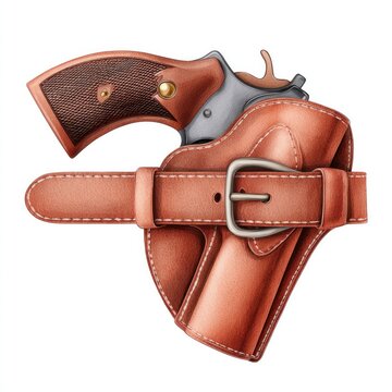 Watercolour cartoon style holster with belt design isolated on white background for art and print