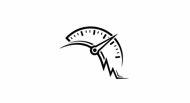 Stylized black speedometer with needle and erratic line