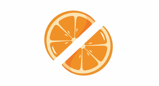 Stylized graphic of a halved orange with distinct segments and rind