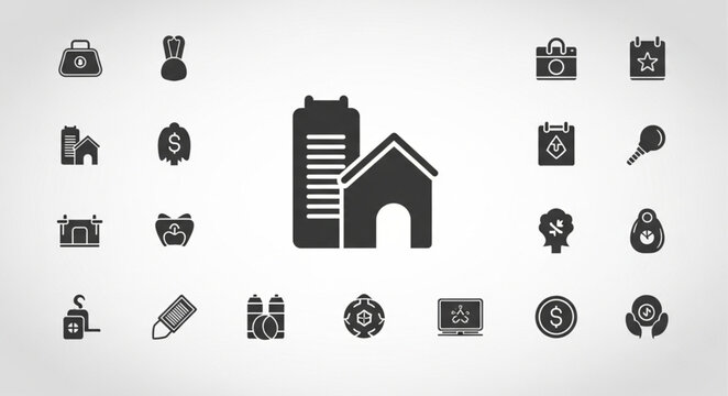 Collection of various icons representing different industries and services.