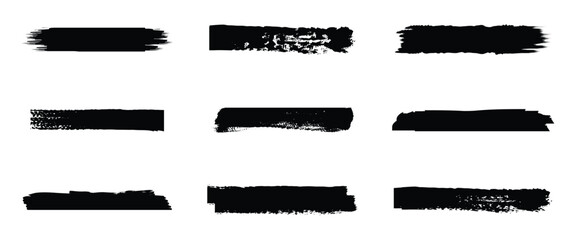 Black ink brush stroke set. grunge censorship bars for redacted text. Vector rough divider pack © MDASADUL