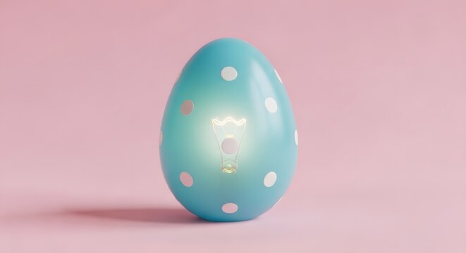 Magical glowing easter egg with gold foil decoration concept