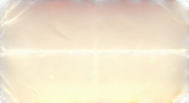 A beige, folded paper texture with dark burnt edges and a glossy, crinkled plastic overlay effect