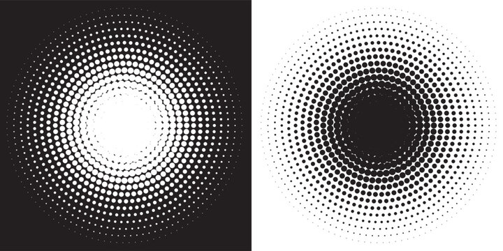 Circle dot frame. Circular border with effect halftone. Modern faded ring