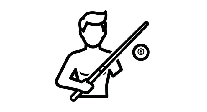 Man playing pool with 8-ball icon
