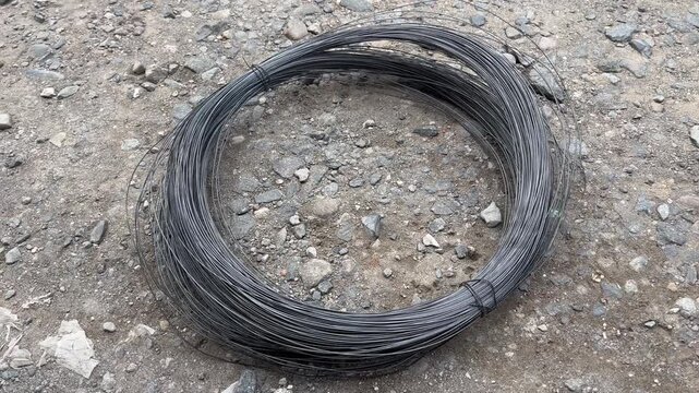 Roll of Steel Tie Wire on Construction Site