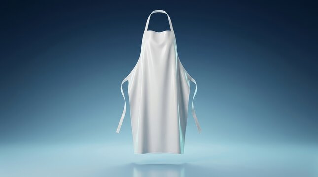 Waterproof medical apron 3D render, clinical protective apron visualization, fluid resistant PPE gown model, laboratory safety apron design, surgical protection gear