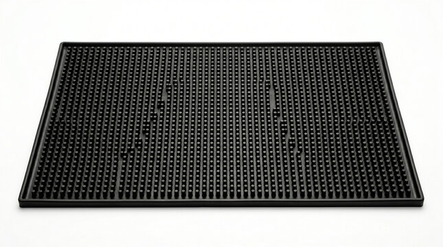 Rubber bar mat on white background, ideal for bartenders and home use, copy space