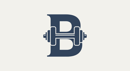 Letter B with Dumbbell Icon - Fitness Logo Concept © agus