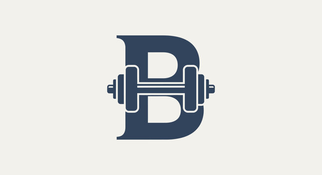 Letter B with Dumbbell Icon - Fitness Logo Concept