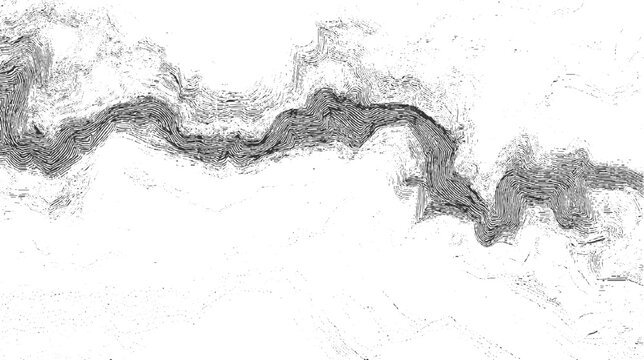 Black and white topographic map contour lines forming abstract landscape patterns