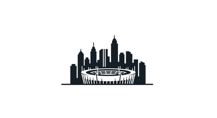 Fototapeta premium Modern City Skyline with Sports Stadium Silhouette.