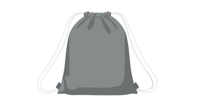 Blank Gray Drawstring Bag Illustration for Mockup and Sport Equipment Design Isolated on White Background