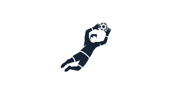 Silhouette of a soccer goalkeeper making a save.
