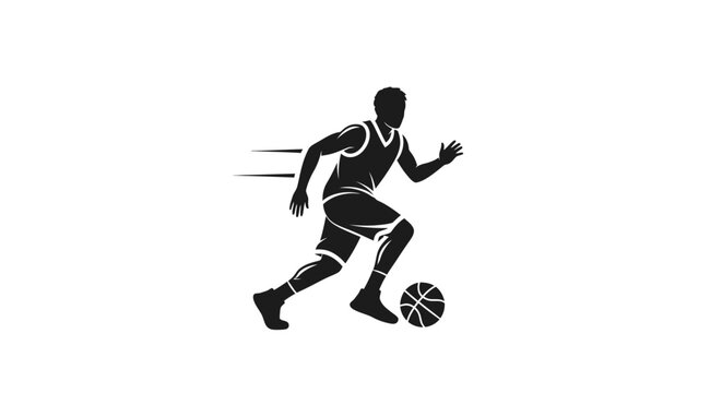 Silhouette of a Soccer Player Dribbling the Ball.