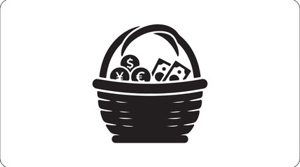 Fototapeta premium Charity and donation icon collection in black. Set includes donation box, support ribbon, community group, family care, helping hand and heart finance icons