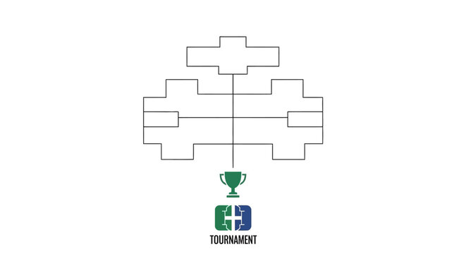 Bracket for tournament competition with trophy.