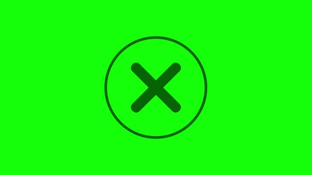 Looping error cross blinking animation icon with warning signal visual for system failure alert rejection notice and negative status indication