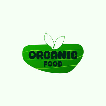 Illustration Organic Food Product Label Gradient Green Color Nature Leaf Design Logo Icon Template Vector