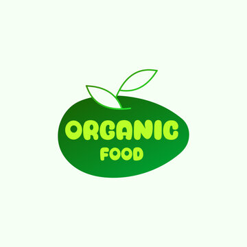 Illustration Organic Food Product Label Gradient Green Color Nature Leaf Design Logo Icon Template Vector