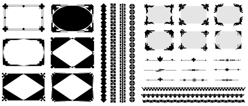 Ornate Chinese Geometric Frame Corners Vector