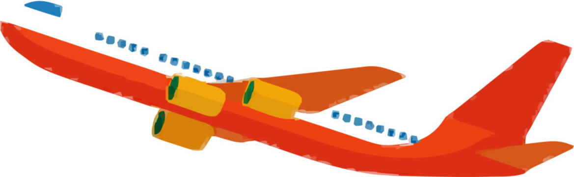 A large commercial airplane in flight features its cargo doors open, illustrated with simple clean lines, flat solid colors, and no shadows or gradients on a white background