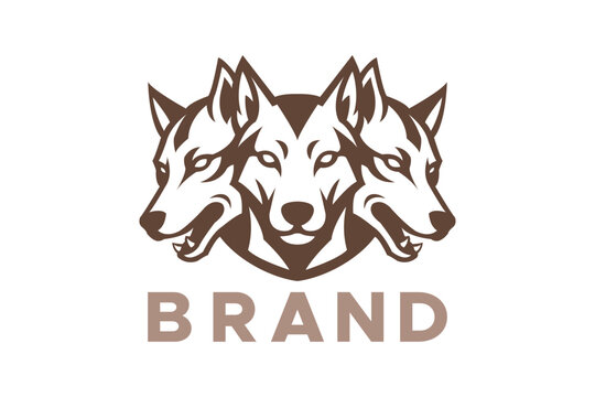 Premium Three Headed Wolf Cerberus Logo Vector, Versatile Dog Pack Mascot for Professional Brand Identity