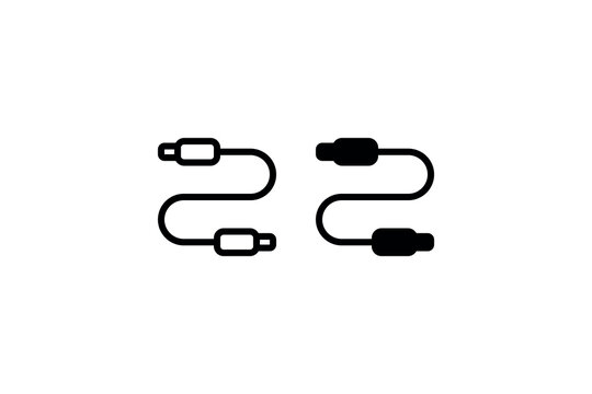 Black and white usb and hdmi cables pictogram.