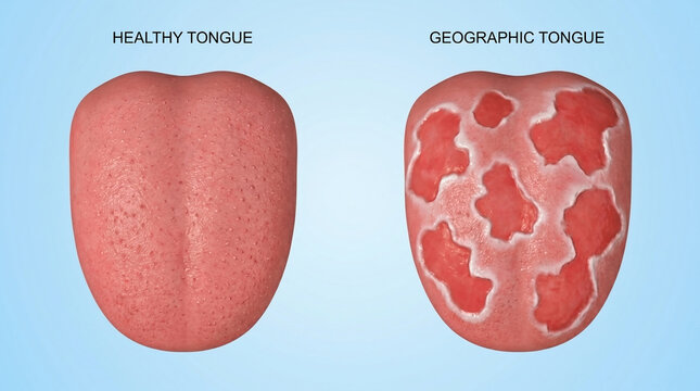 Geographic Tongue Glossitis and Healthy Tongue Surface Comparison