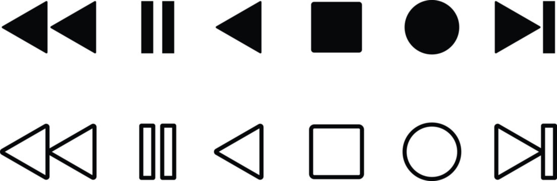 Collection of various playback control icons