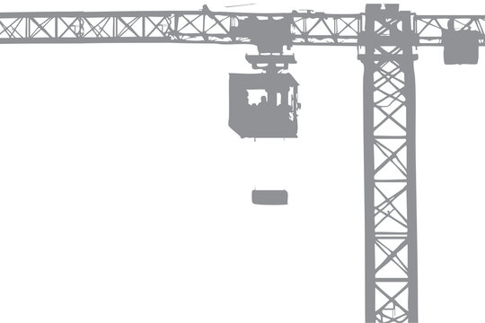 Background Silhouette of construction iron being installed by heavy equipment. The operator is sitting between the iron pallets.