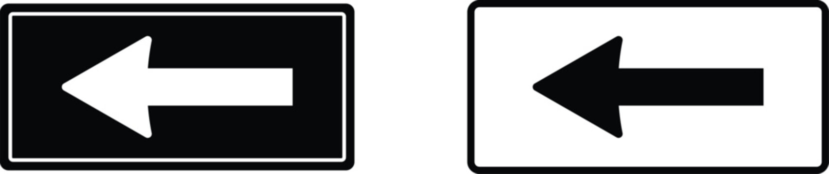 Two directional signs with arrows pointing left  traffic and direction indicators