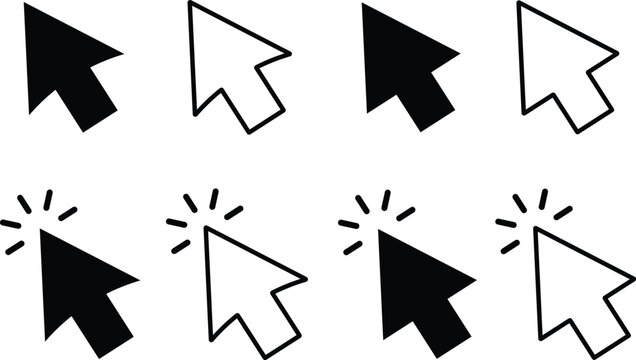 Set of computer mouse cursor icons