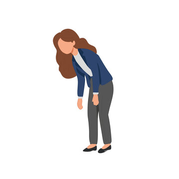 Tired businesswoman slumping shoulders in fatigue or stress
