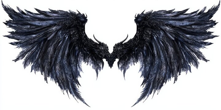 High-resolution PNG image of black demon wings on a transparent backdrop.